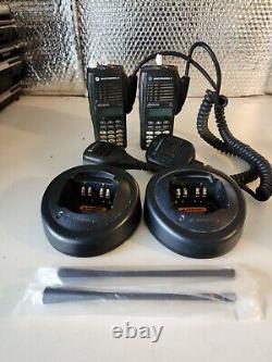 2- MOTOROLA MTX8250-LS Radio AAH25UCH6DU9AN WITH 2 BATTERIES ETC UNTESTED