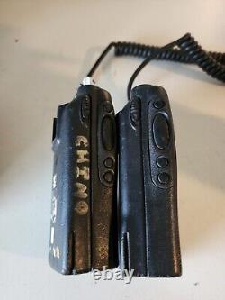 2- MOTOROLA MTX8250-LS Radio AAH25UCH6DU9AN WITH 2 BATTERIES ETC UNTESTED