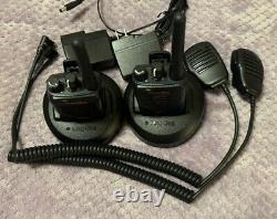 (2) Motorola BPR40 UHF 16ch radios & (2) chargers (2) mics AAH84RCJ8AA1AN