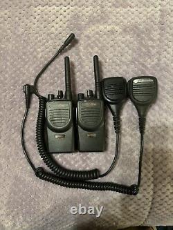 (2) Motorola BPR40 UHF 16ch radios & (2) chargers (2) mics AAH84RCJ8AA1AN