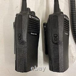 2 Motorola CP200 UHF Radios 4 Ch 438-470 Mhz batteries, mics and chargers