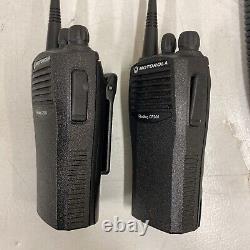 2 Motorola CP200 UHF Radios 4 Ch 438-470 Mhz batteries, mics and chargers