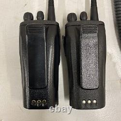 2 Motorola CP200 UHF Radios 4 Ch 438-470 Mhz batteries, mics and chargers