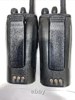 2 Motorola PR400 UHF 16 Channel Two-Way Radios AAH65RDC9AA2AN Chargers Batteries