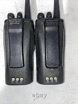 2 Motorola PR400 UHF 16 Channel Two-Way Radios AAH65RDC9AA2AN Chargers Batteries