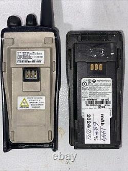 2 Motorola PR400 UHF 16 Channel Two-Way Radios AAH65RDC9AA2AN Chargers Batteries