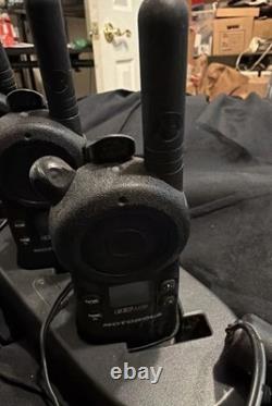 4 Motorola CLS1110 Two-Way Radio Black With 6 Way Charger & 3 Brand New Ear Pc