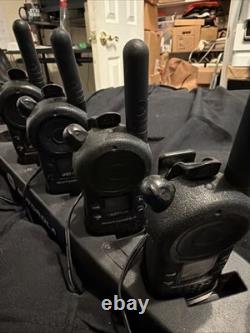 4 Motorola CLS1110 Two-Way Radio Black With 6 Way Charger & 3 Brand New Ear Pc