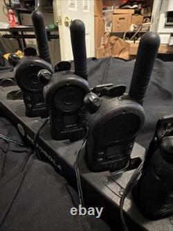 4 Motorola CLS1110 Two-Way Radio Black With 6 Way Charger & 3 Brand New Ear Pc