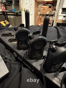 4 Motorola CLS1110 Two-Way Radio Black With 6 Way Charger & 3 Brand New Ear Pc