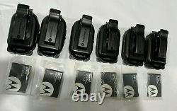 6 Motorola CLP1010 UHF Two Way Radio 6 New Bay Charger with Adapter
