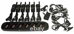 6 Motorola CLS1410 4 Channel UHF Two-Way Radio + Belt Clip + Earpiece + AC