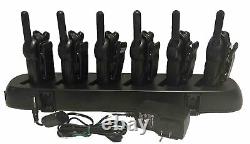 6 Motorola CLS1410 4 Channel UHF Two-Way Radio + Belt Clip + Earpiece + AC