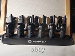 6 Motorola CLS 1110 Two-Way Radios/ Charging Station / 6 Holsters UNTESTED
