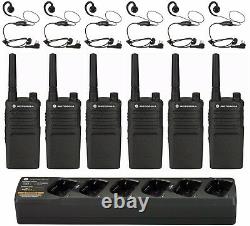 6 Motorola RMU2040 2 Watt UHF Two-way Radios + Headsets & Bank Charger