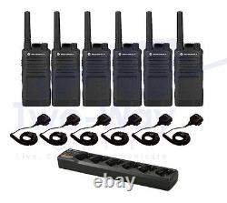 6 Motorola RMU2040 Two-Way Radios + 6 Speaker Mics + 1 Charging/Cloning Station