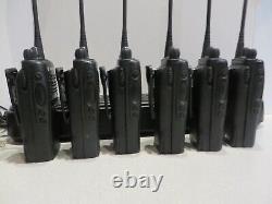 6 X Motorola HT750 UHF 403-470 MHz 16ch 4W Two Way Radios AAH25RDC9AA3AN withGang