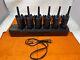 6 X Motorola Rmm2050 On Site 2 Way Radio With 6 Port Charger Pmln6387a / Clip Ons