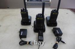 A15 Lot Of 3 Motorola Xpr 3500e Two Way Radio Battery Antenna Base Power Cord