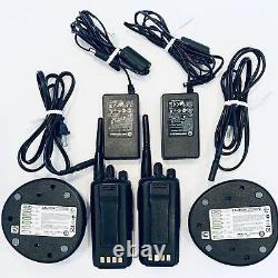 Lot/2 Motorola UHF CP185 Two-Way Radios with Batteries & Chargers AAH03RDF8AA7AN