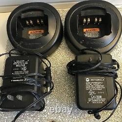 Lot Of 2x Used MOTOROLA HT750 Hand Held Two 16 Ch Way UHF Radios W Chargers