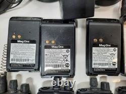 Lot of 28 Motorola Mag One BPR40 Two-Way Radio-AA, 9 Charging Stations, and