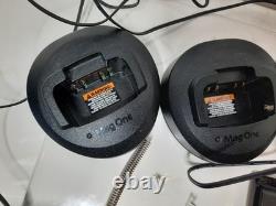 Lot of 28 Motorola Mag One BPR40 Two-Way Radio-AA, 9 Charging Stations, and