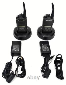 Lot of 2 Motorola CP185 Two Way Radio with Chargers Batteries UHF AAH03 TESTED