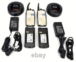 Lot of 2 Motorola CP185 Two Way Radio with Chargers Batteries UHF AAH03 TESTED