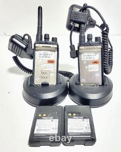Lot of 2 Motorola Mag One UHF BPR40 AAH84RCS8AA1AN Two Way Radio With Microphones