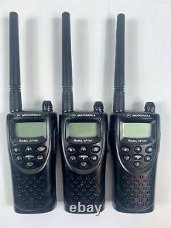Lot of 3 Motorola Radius CP100 UHF 460-470 MHz Two-Way Radio with CPD-6 & belt