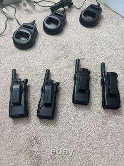 Lot of 4 Motorola CLS1110 UHF Business Two-Way Radio + 3 Batteries + 3 Chargers