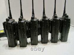 Lot of 6 Motorola HT1250 LS+ UHF 4W Two Way Radio AAH25RDH9DP5AN WithGang Charger