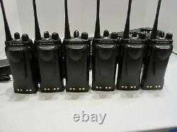 Lot of 6 Motorola HT1250 LS+ UHF 4W Two Way Radio AAH25RDH9DP5AN WithGang Charger