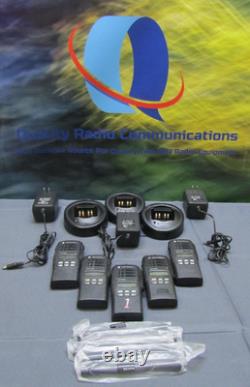 Lot of FIVE Motorola HT1250 136-174 MHz VHF Two Way Radio AAH25KDF9AA5AN w Base