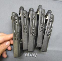 Lot of FIVE Motorola HT1250 136-174 MHz VHF Two Way Radio AAH25KDF9AA5AN w Base
