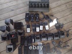 Lot of Motorola HT1000 radios, chargers mics brackets battery cases ntn1177d etc