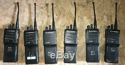 Lot of Six (6) Motorola HT1000 UHF Two Way Radio with 6-Slot Base Charger