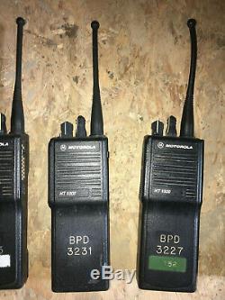 Lot of Six (6) Motorola HT1000 UHF Two Way Radio with 6-Slot Base Charger