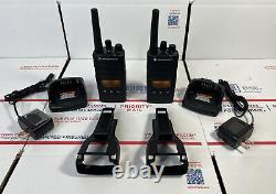 MINT 2X Motorola RMU2080d UHF Two Way Radio Set / Chargers / Clips WARRANTY