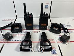 MINT 2X Motorola RMU2080d UHF Two Way Radio Set / Chargers / Clips WARRANTY