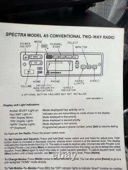 MOTOROLA SPECTRA Two Way RADIO A-5 Mic Speaker Antenna Cables Model D37KMA7JA5DK