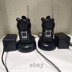 Motorola CLS1410 UHF 4-Channel Two Way Radios (2) with Chargers & Belt Clips Used
