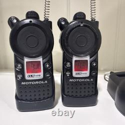Motorola CLS1410 UHF 4-Channel Two Way Radios (2) with Chargers & Belt Clips Used