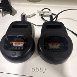 Motorola CLS1410 UHF 4-Channel Two Way Radios (2) with Chargers & Belt Clips Used