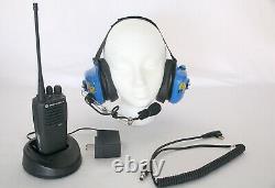 Motorola CP200d Two-Way Radio with charger and headset, used excellent