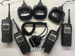 Motorola DTR650 900MHz Digital Radios Lot of 4 w Chargers RPN4035A Dock Mic