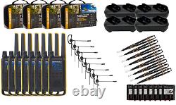 Motorola FRS T475 Two Way Radio, 8 Pack Walkie Talkies 4 Dual Chargers Earpieces
