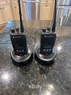 Motorola HT1250 LS+ UHF Two-Way Radio 450-512MHz LOT (2) with Chargers & Battery