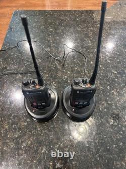 Motorola HT1250 LS+ UHF Two-Way Radio 450-512MHz LOT (2) with Chargers & Battery